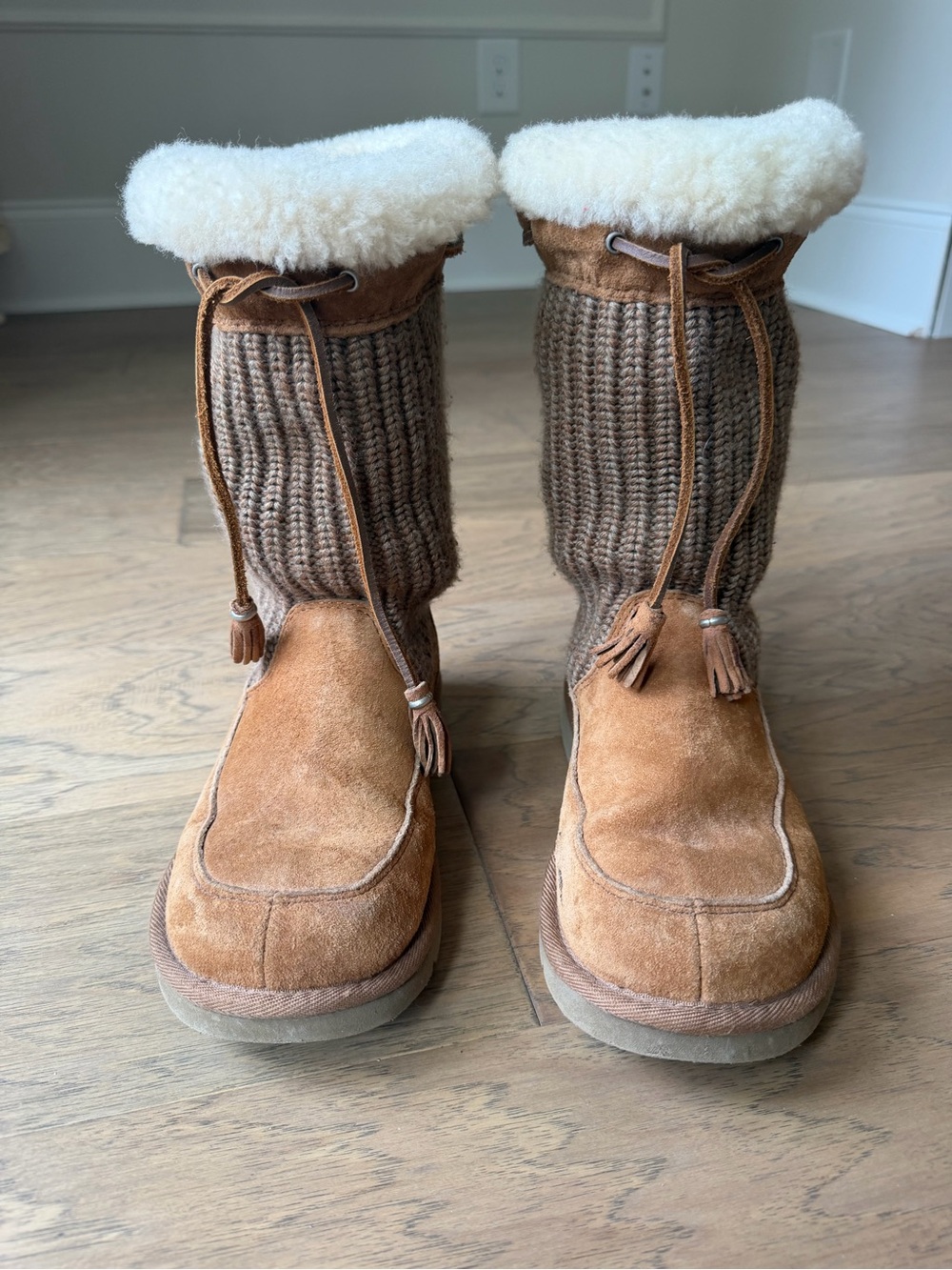 Ugg Cozy Suede Knit Shearling Boots - Chestnut